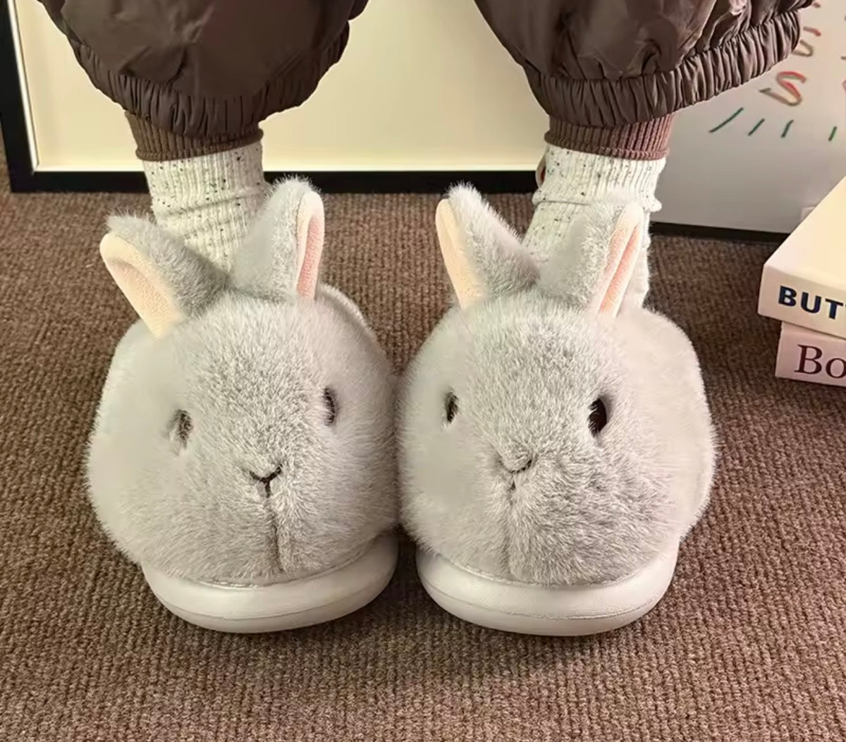 Cute plush bunny slippers 🐰