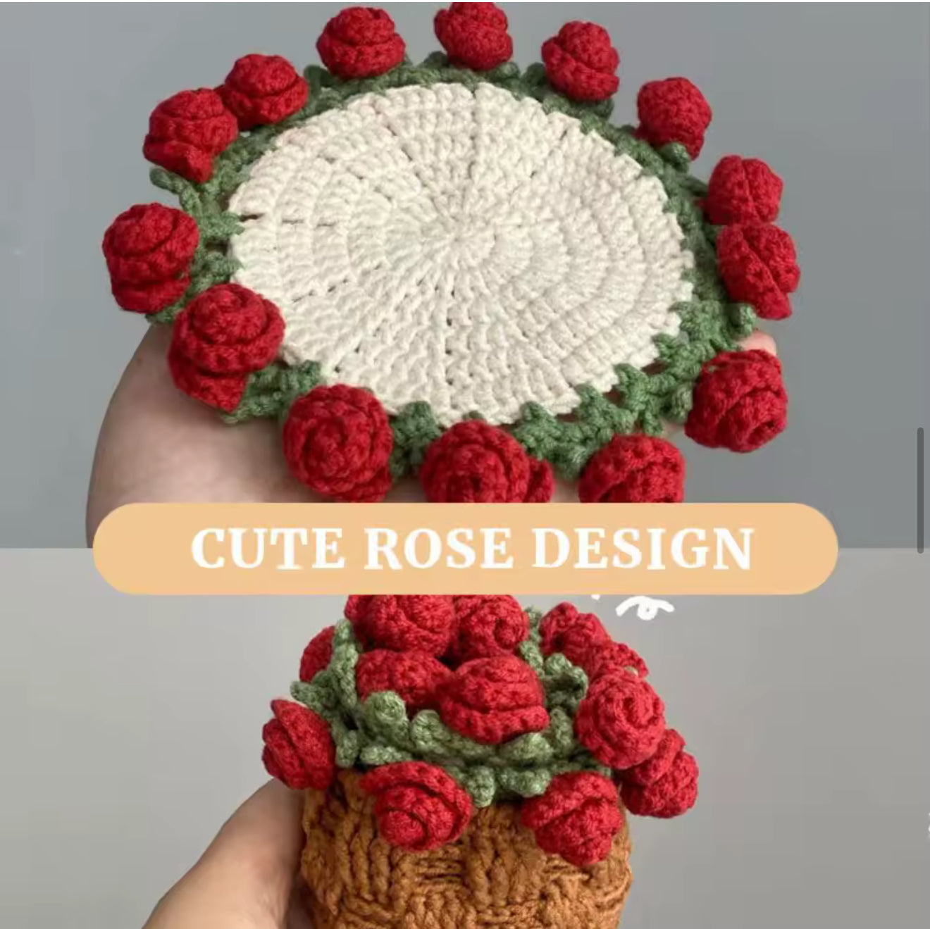 Crochet Coaster Bouquet 🌹