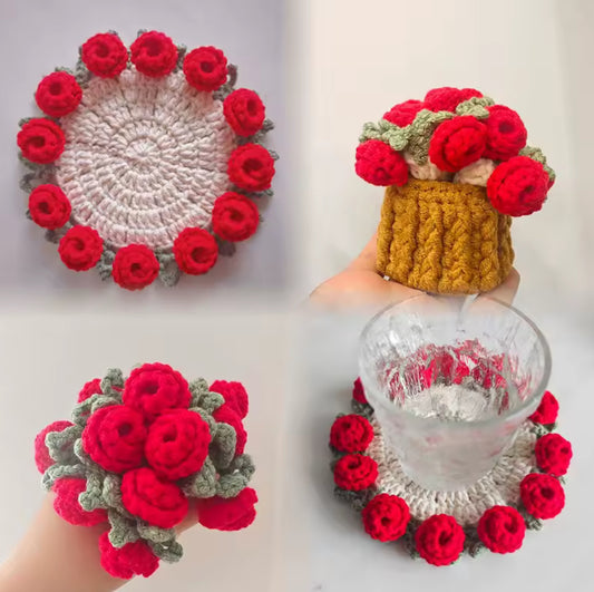 Crochet Coaster Bouquet 🌹