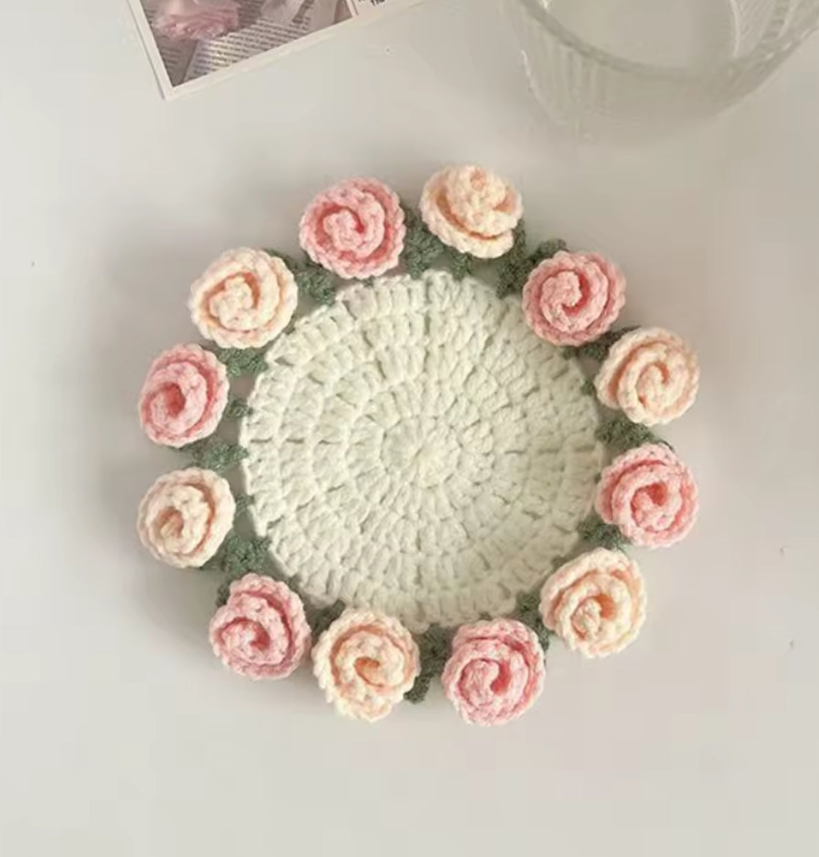 Crochet Coaster Bouquet 🌹